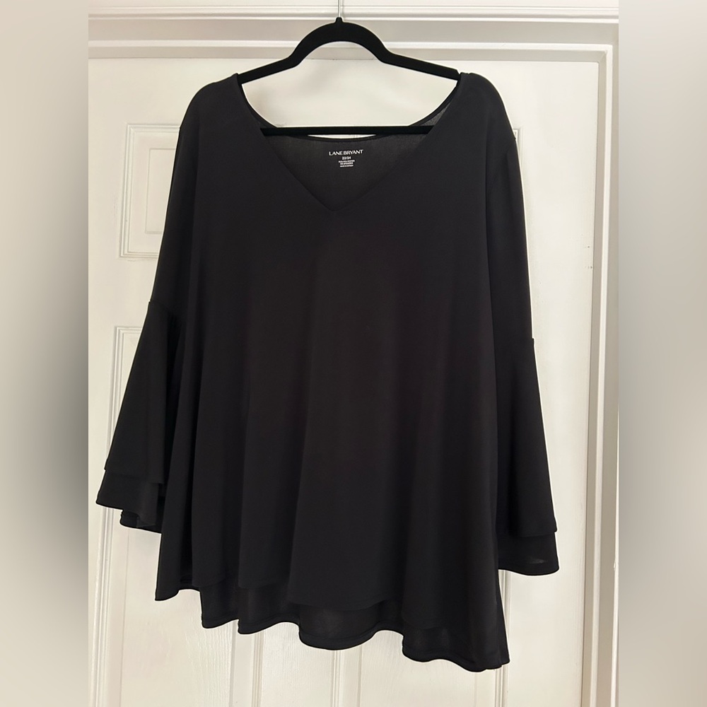 Lane Bryant Black Flowy V-Neck Tunic